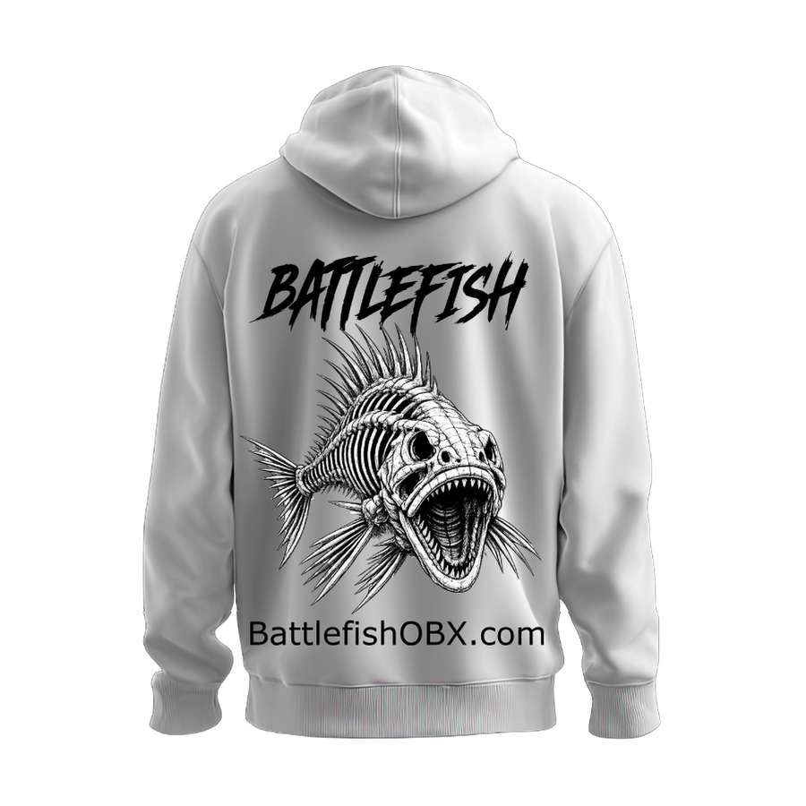 Ash Grey Gildan Hoodie with Battlefish Logo